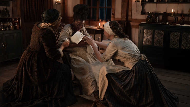Susanna, Mrs. Whittaker and Claire in Outlander