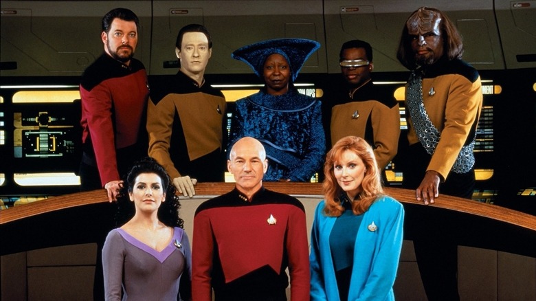 Riker, Data, Guinan, LaForge, Worf, Troi, Picard and Crusher in Star Trek: The Next Generation