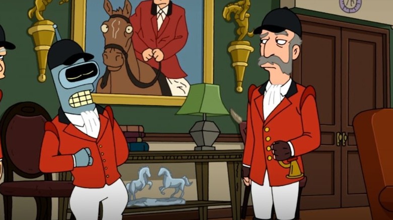 Bender and the Master of the Hunt meet each other on Futurama
