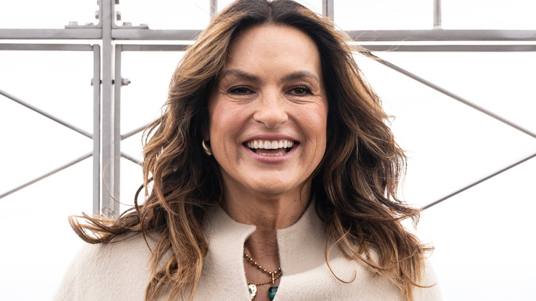 Mariska Hargitay attends ceremonial lighting of Empire State Building in New York on April 5, 2024 in partnership with Joyful Heart Foundation in recognition of Sexual Assault Awareness Month.