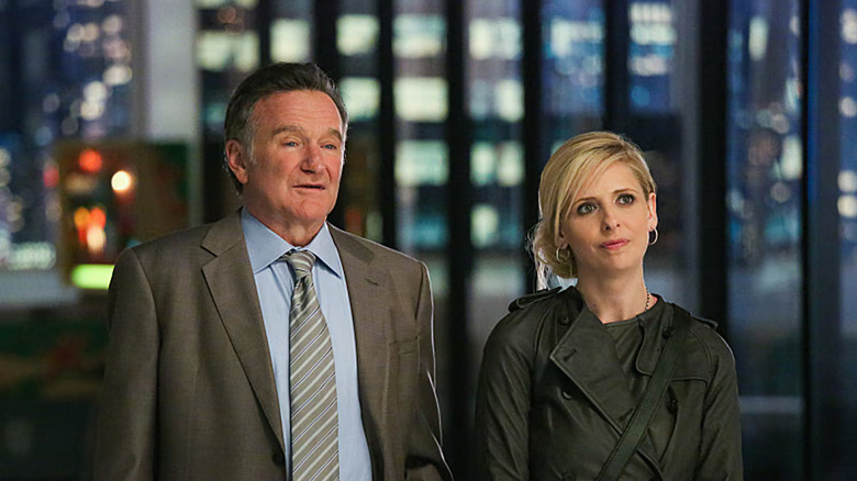 Robin Williams and Sarah Michelle Gellar in "The Crazy Ones"