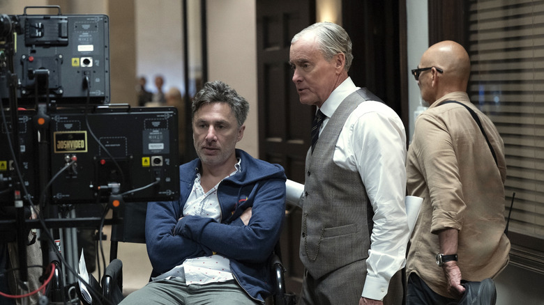 Zach Braff and John C. McGinley behind the scenes of HBO's Rooster