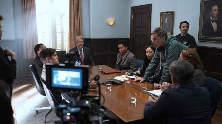 Zach Braff directing Alan Ruck and Phil Dunster in HBO's Rooster