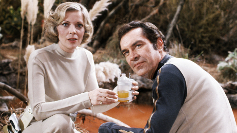 Dr. Russell and Commander Koenig on an alien world in Space: 1999 (1975)