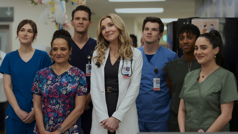 Tosh, Carla, Blake, Elliot, Asher, Dashana, and Amara in Scrubs (2026) Season 1, Episode 9