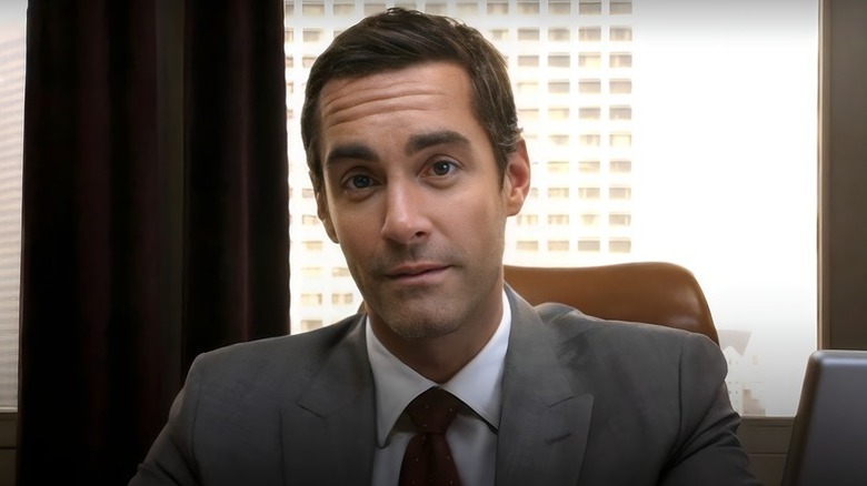 Ted Crisp addresses the camera in Better Off Ted