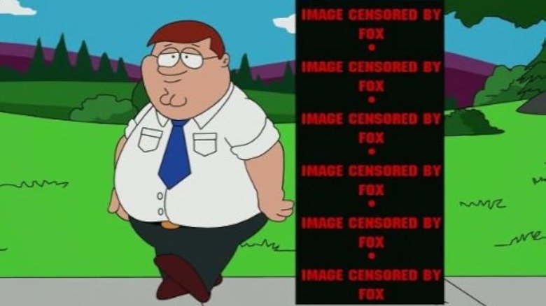 Peter Griffin and a censored Muhammad walking down the street