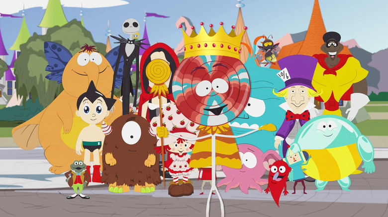 Imaginationland's characters posing outside