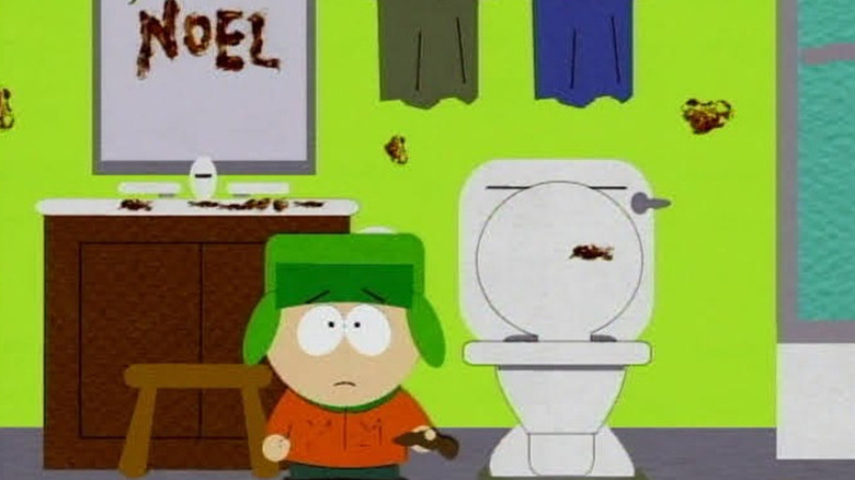 Kyle encountering Mr. Hankey in bathroom