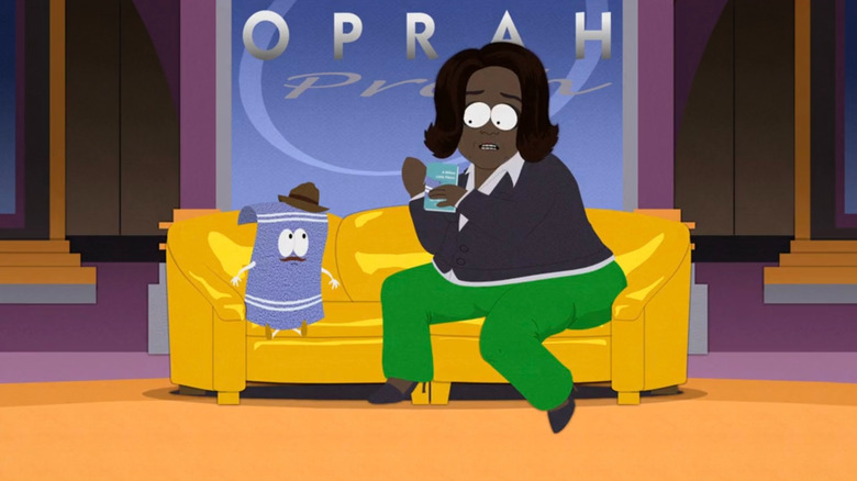 Towelie talking to Oprah on South Park