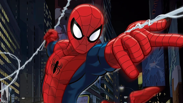 Peter Parker slings his webs in promo art for "Ultimate Spider-Man."