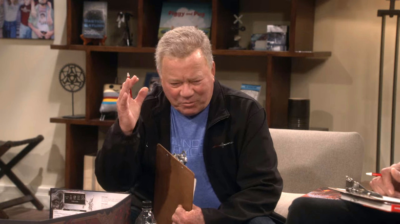 William Shatner holding a clipboard on The Big Bang Theory