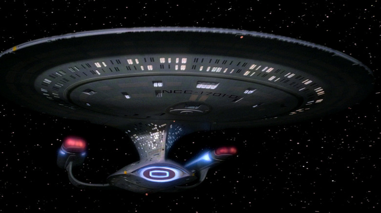 The Enterprise-D in the opening of Star Trek: The Next Generation