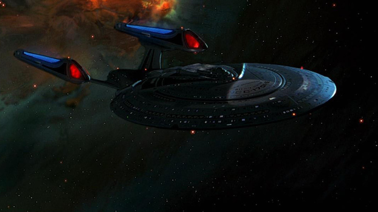The Enterprise-E heads for the Neutral Zone in Star Trek: First Contact