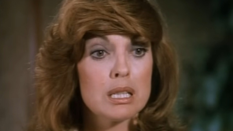 Linda Gray as Sue Ellen Ewing, appearing angry on Dallas.