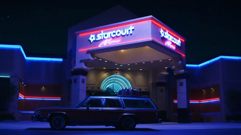 The entrance to Starcourt Mall in "Stranger Things"