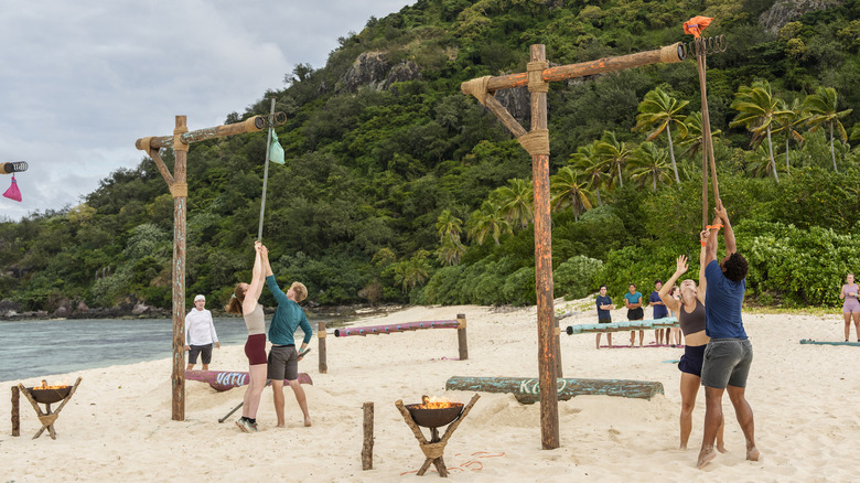 The Dream Team tests a challenge in Survivor 50