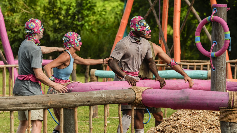 Survivor 50 players compete in a blindfolded challenge