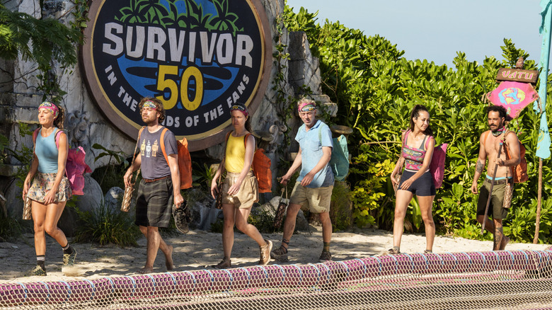 The Vatu tribe walks into an immunity challenge on Survivor 50