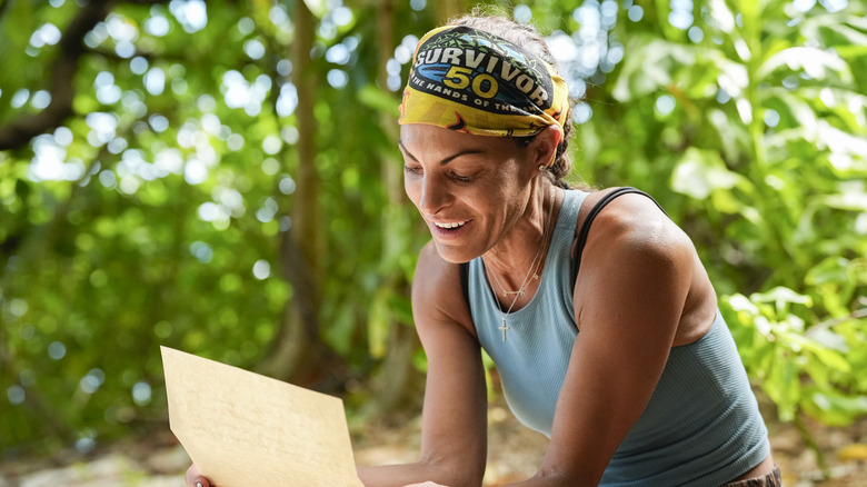 Stephenie LaGrossa Kendrick reads a letter from home