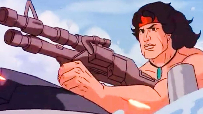 Rambo aims a weapon in "Rambo: The Force of Freedom."