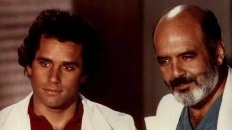 Gregory Harrison as Gonzo and Pernell Roberts as Trapper on Trapper John, M.D.