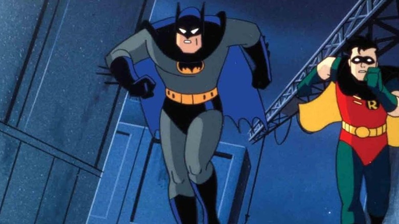 Batman and Robin run into action on Batman: The Animated Series