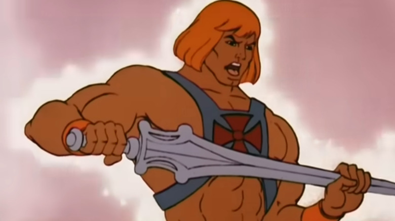 He-Man midway through saying "I have the power!" in the show's intro