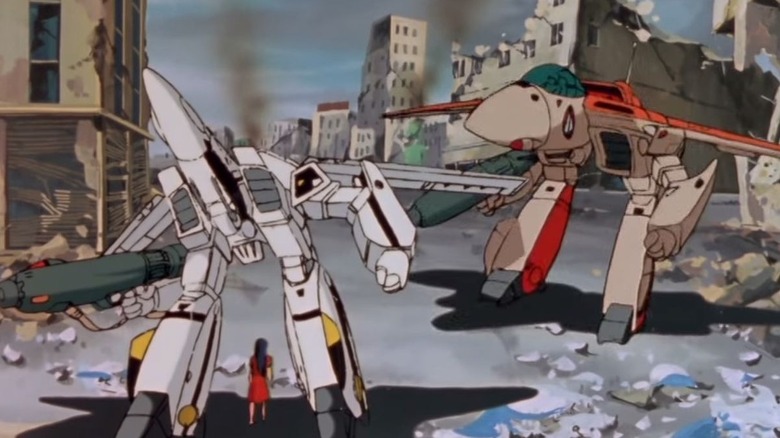 The transforming fighters of Robotech and Macross in Gerwalk mode