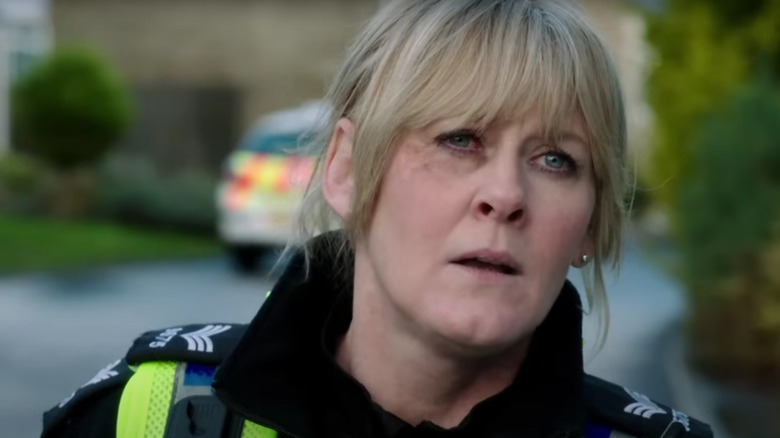 Sarah Lancashire's Catherine Cawood wearing her police uniform on Happy Valley