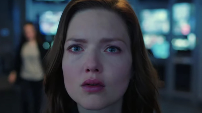 Holliday Grainger's Rachel Carey looking concerned on The Capture