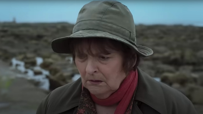 Brenda Blethyn's Vera Stanhope wearing a bucket hat and looking aghast on Vera