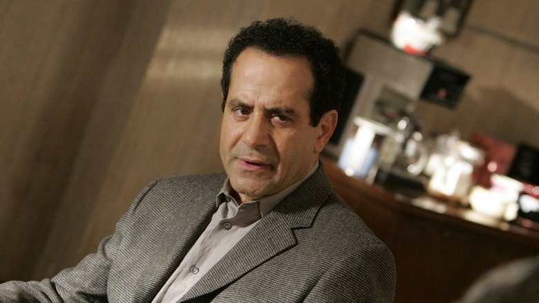 Adrian Monk (Tony Shalhoub) sits slightly askew on Monk