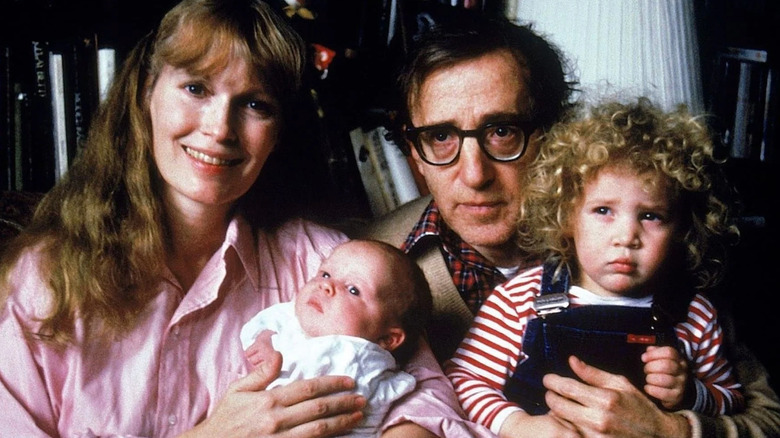 Mia Farrow and Woody Allen pose for a family photo with children Dylan and Ronan Farrow in Allen v. Farrow