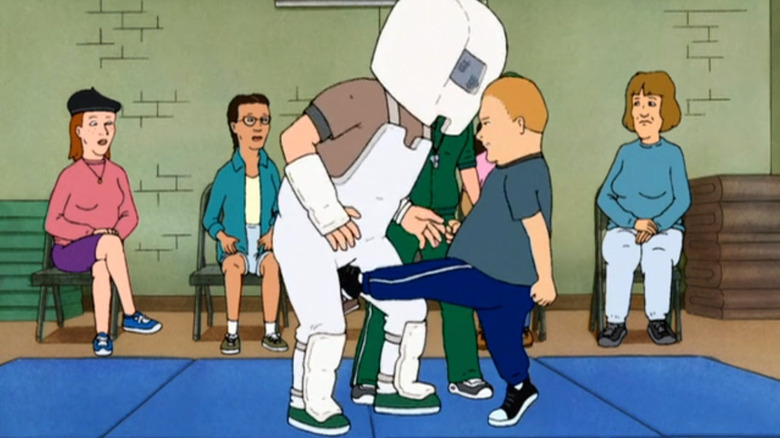 Bobby kicking a guy in the crotch on King of the Hill