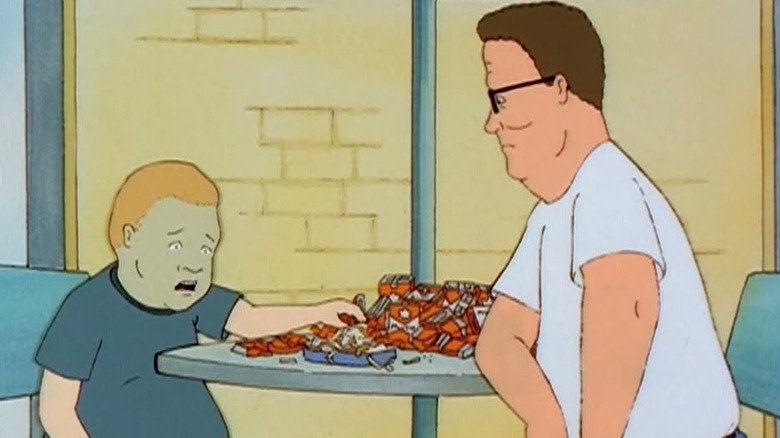 Hank watching Bobby smoke cigarettes on King of the Hill