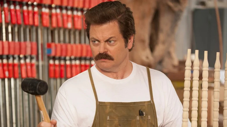 Ron Swanson showing off his tool expertise
