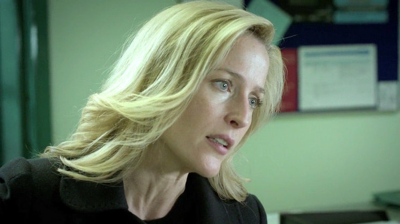 Blonde Gillian Anderson as Stella Gibson on The Fall