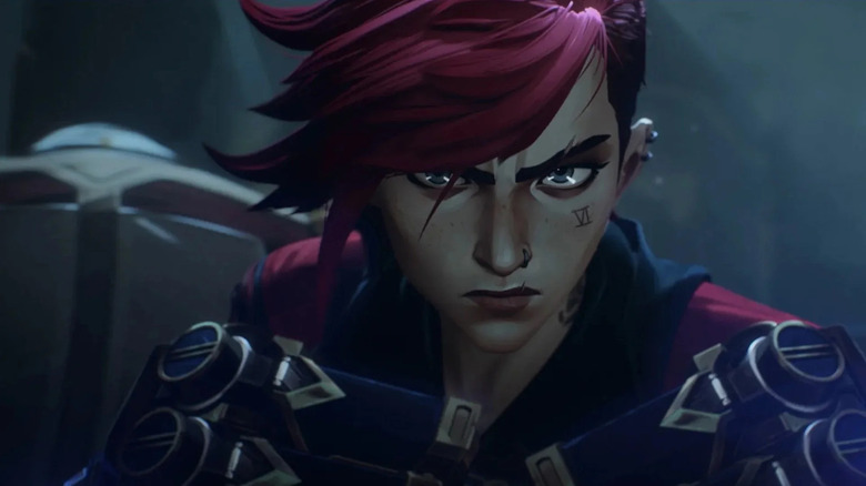 Vi (Hailee Steinfeld) glares in the shadows on Arcane