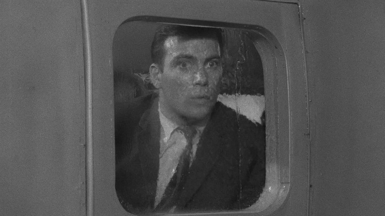 William Shatner as Bob Wilson, experiencing a plane-ride Nightmare at 20,000 feet in The Twilight Zone