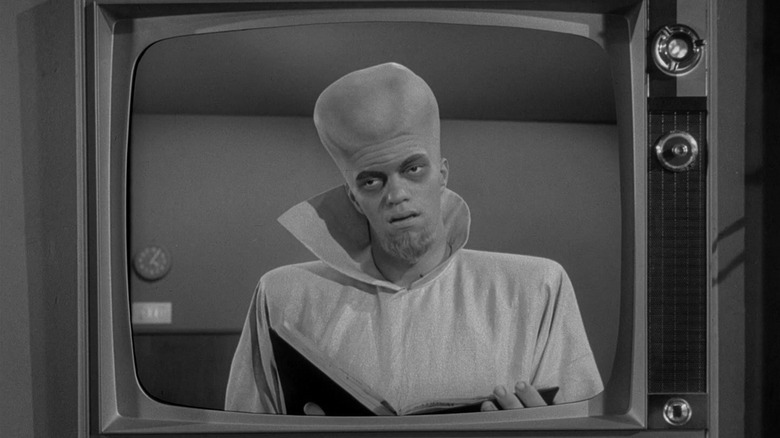 A Kanamit, played by Richard Kiel, addresses the people of Earth in The Twilight Zone episode To Serve Man