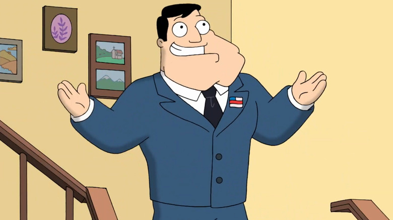 Stan Smith (Seth MacFarlane) smiles broadly on American Dad!