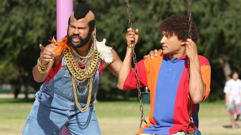 Jordan Peele and Keegan Michael Key performing an A-Team-inspired sketch on Key and Peele