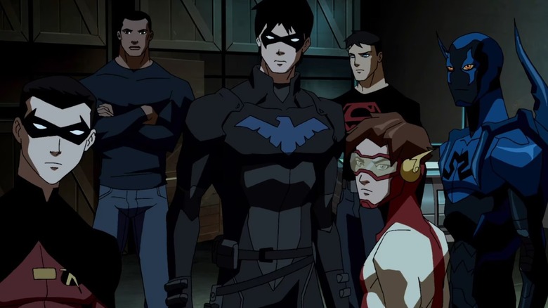 Robin, Icon, Nightwing, Superboy, Impulse, and Blue Beetle stood together in Young Justice