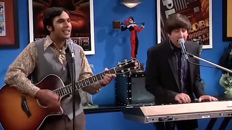 Footprints on the Moon, Raj and Howard's filk bad, perform their original song "Thor and Dr. Jones"