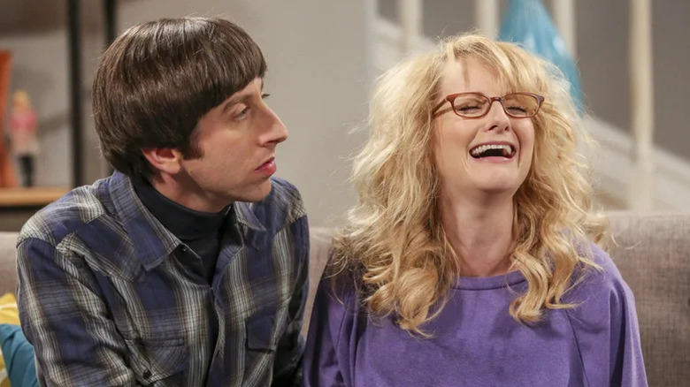 Howard Wolowitz looking serious as Bernadette cries on The Big Bang Theory (2007-2019)