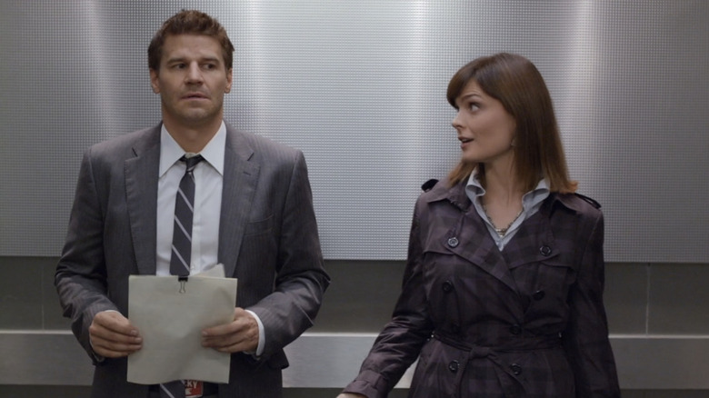 Seeley Booth stands beside Temperance Brennan on Bones (2005-2017)