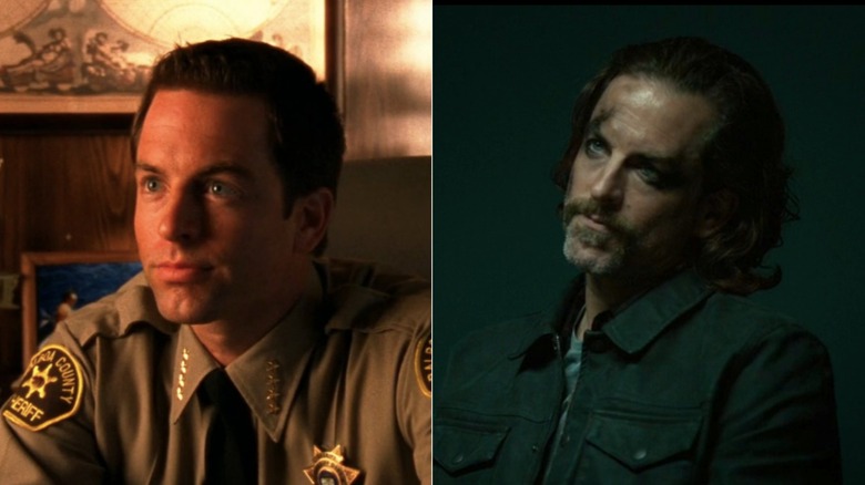 Split shot of Michael Muhney in Sheriff's uniform as Don Lamb in Veronica Mars and Martin with longer hair and beard in Truth Be Told