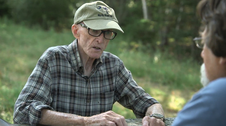 Fred Nolan explaining his discovery on "The Curse of Oak Island"
