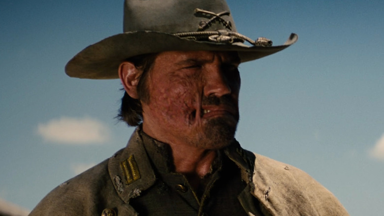 Jonah Hex wearing a cowboy hat and tattered military outfit